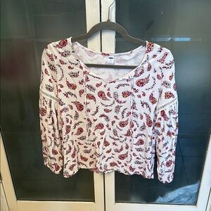 Old Navy Paisley Crop Blouse Relaxed Fit